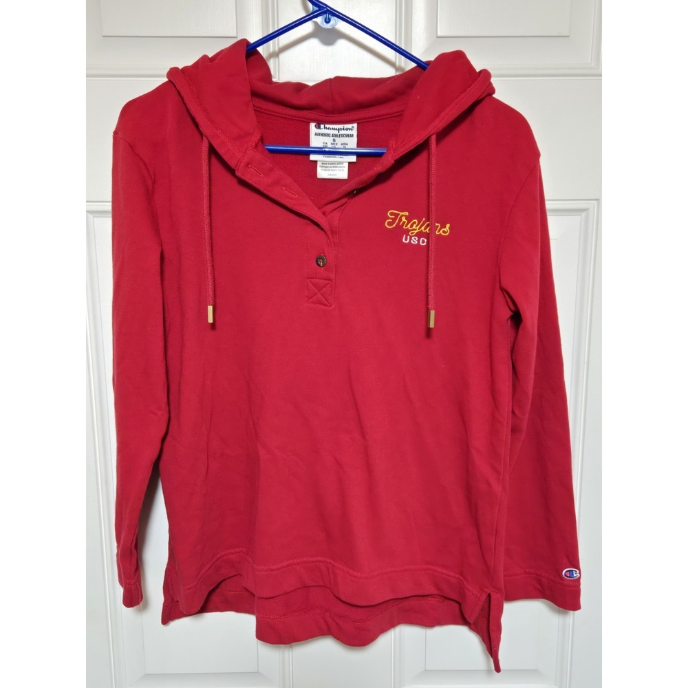 USC Trojans Champion Womens Hooded Shirt‎ Size Small Red Pullover